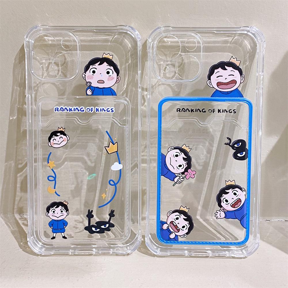 Transparent iPhone 11/12-skal med korthållare - Skrattande pojke Apple 13, XS Max, XR, 14 Pro.