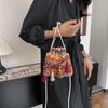 Trendy Stylish Woven Bucket Bag For Women In Vibrant Blue Orange And Red Perfect For Street Fashion