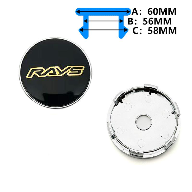 RAYS Wheel Hub Cap: 60MM Outer, 56MM Inner, 68MM Center, RAYS Logo