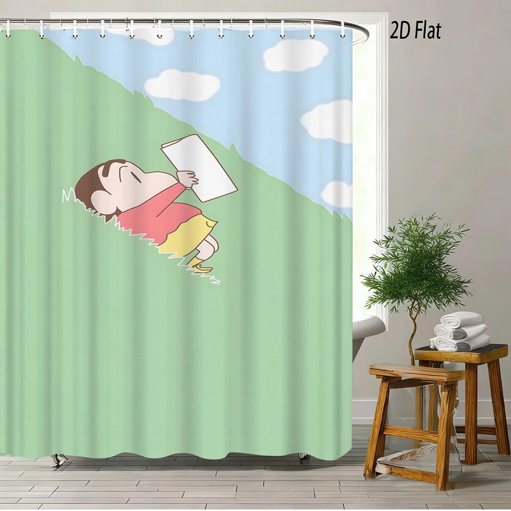 

Crayon Shin-Chan & Friends Adventure 2D Print Waterproof Shower Curtain, Anime Bathroom Decor With Hooks W60H190(CM)-1 Pcs