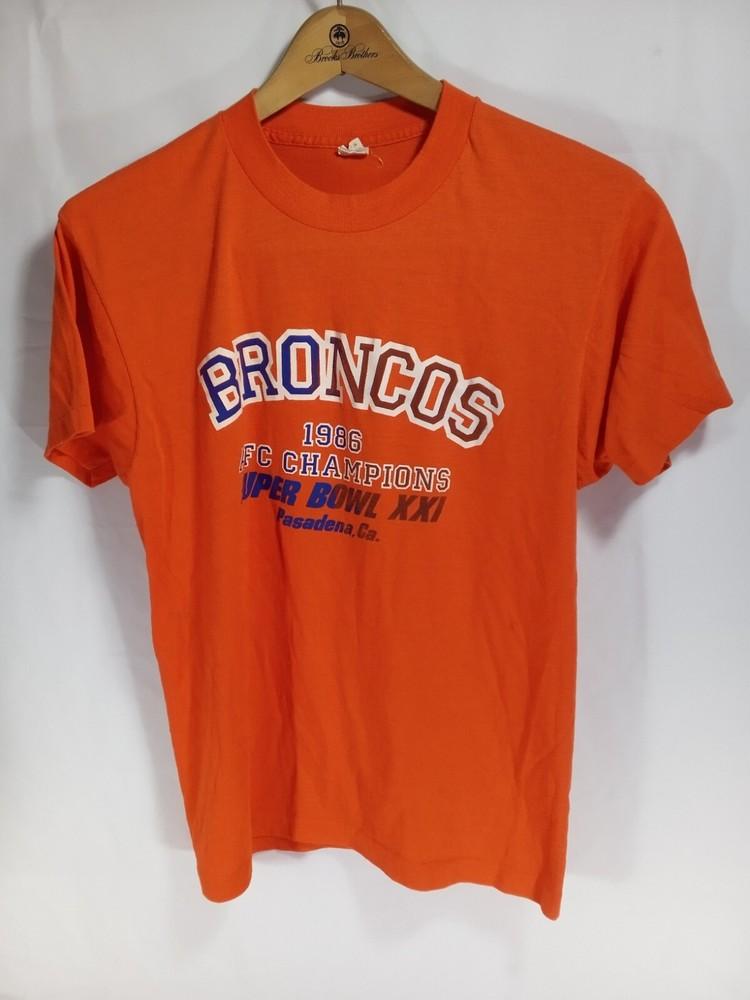 Vintage Denver Broncos T-shirt Orange AFC Champions 1986 Playoffs Men L XXXL