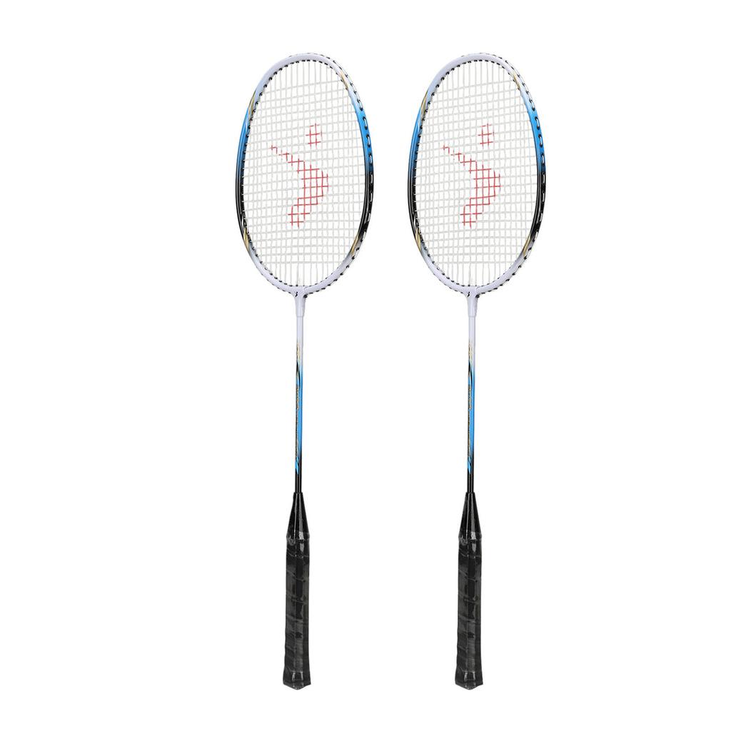 1 Pair Blue Badminton Racket Set Aluminum Alloy Comfortable Hand Grip Non Slip Badminton Racquet Kit