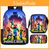 Conjunto Mochila Oxford 3 em 1 Minecraft com Estojo e Bolsa a Tiracolo para Estudantes