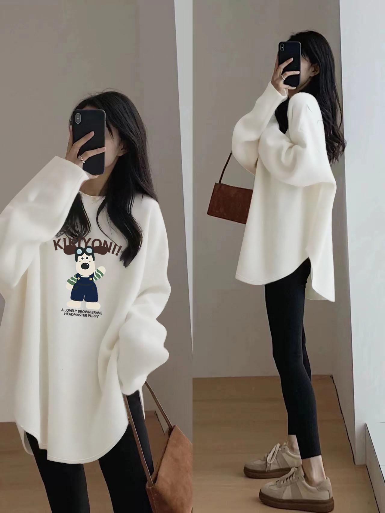 

Женский двухсторонний немецкий бархатный утолщенный топ с длинным рукавом, прикрывающий бедра, средней длины, осень-зима 2025 Large