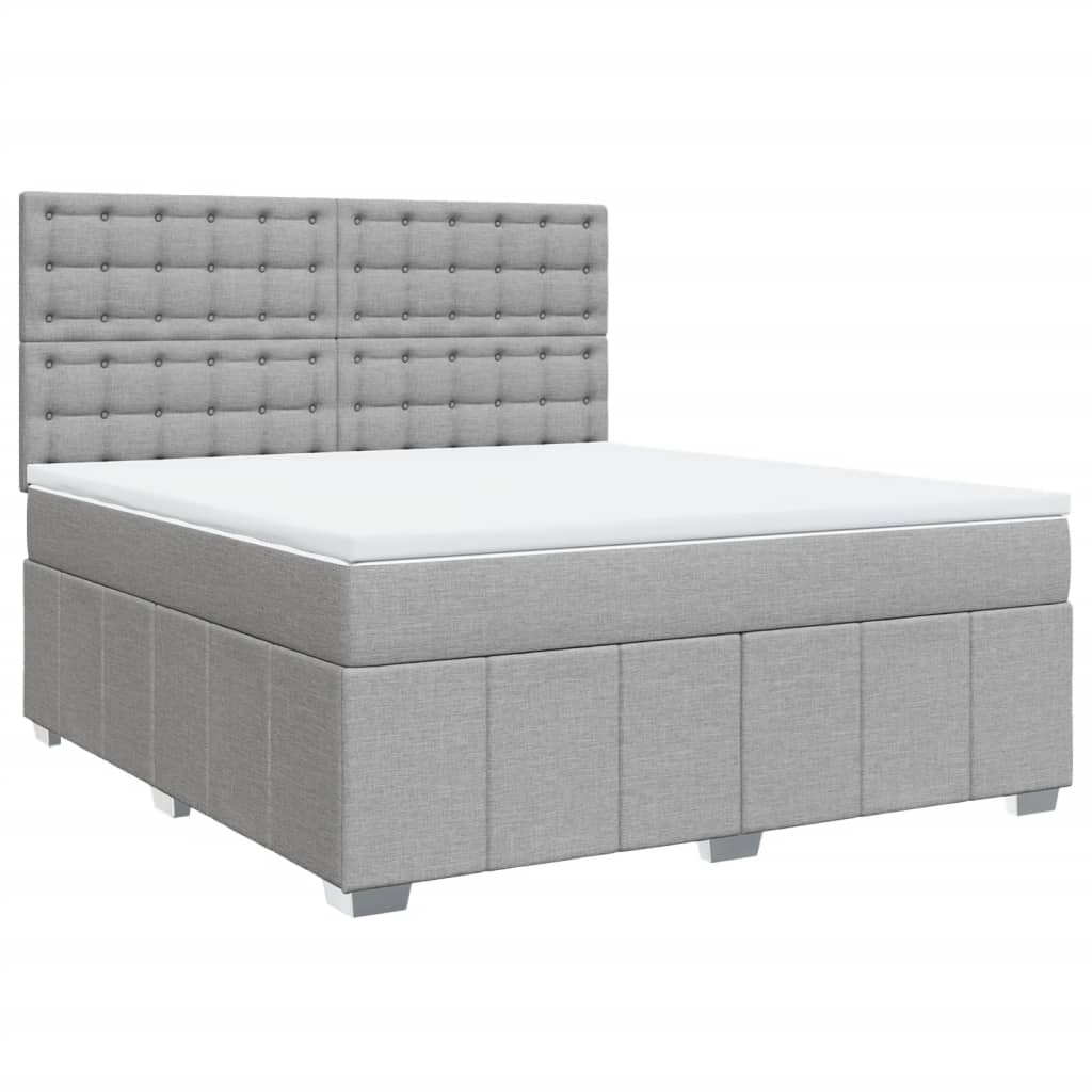 Vidaxl Letto Continentale Con Materasso, Grigio Chiaro, Tessuto, 180X200Cm