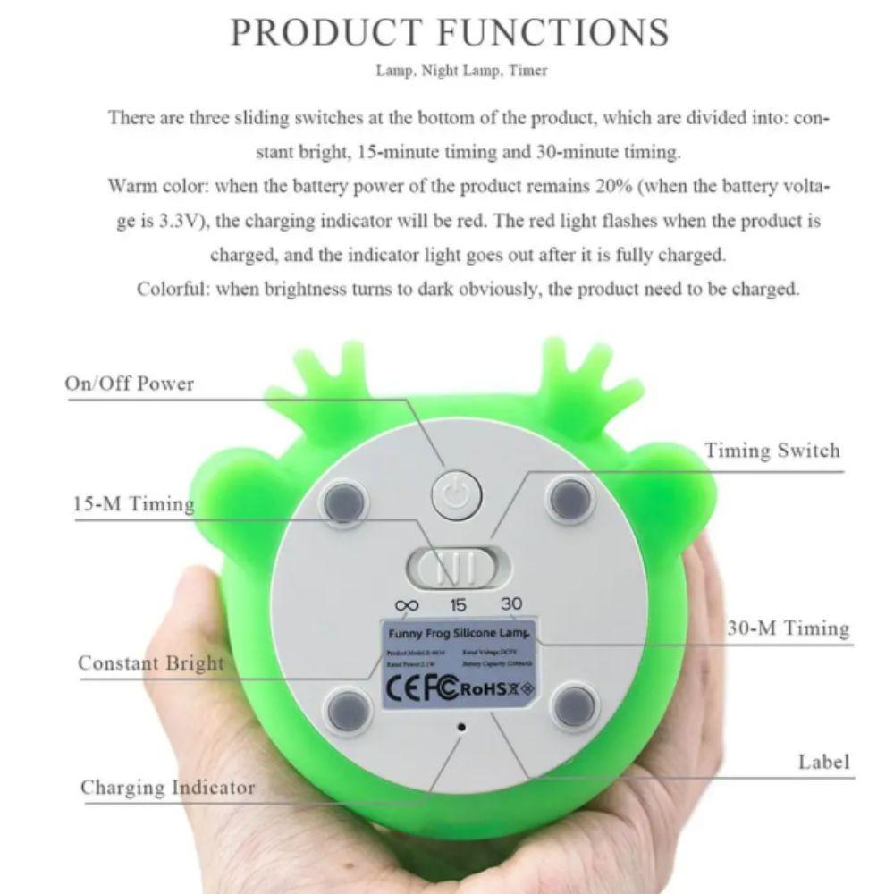 Dimmable Frog Night Light Soft Silicone Animal Night Light Bedside Lamp Children Room