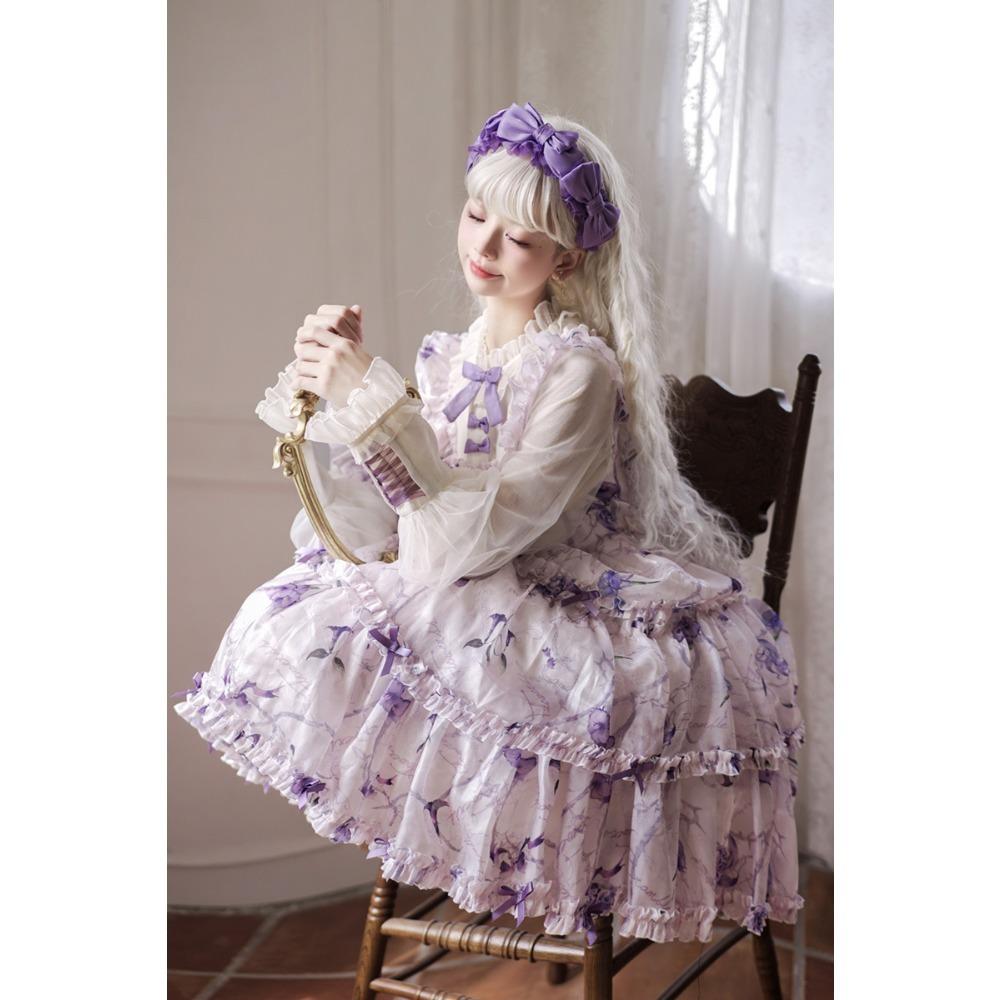Firefly Flower OP Light Lolita Daily Lolita Vintage Dress - Girls' Soft Girl Fake Two-Piece Set