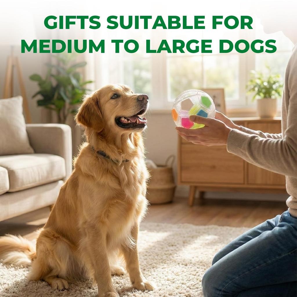 Dog Toy Soccer Ball Handles Mellow Squeaky Interactive Calming ...