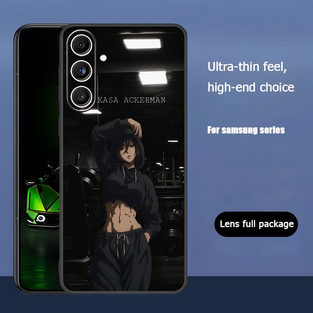 

Attack on Titan Mikasa Phone Case For Samsung Galaxy S26 S25 S24 S23 S22 S21 Plus Ultra Note20 Soft Black Galaxy S21 5G