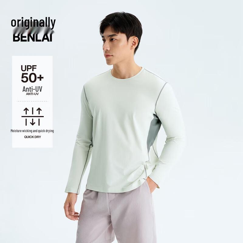 

Benlai Men s Quick-Dry Sun-Protective Color-Block Long-Sleeve T-shirt XL