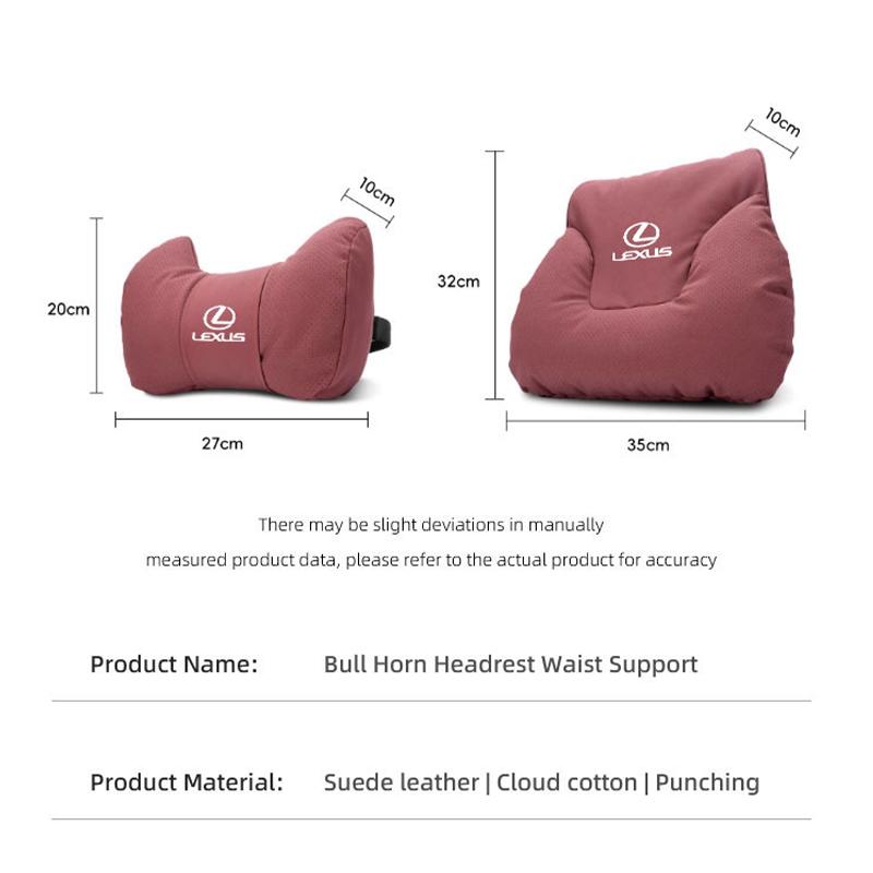 Suede Car Headrest Waist Pillow Car Accessories For Lexus RX330 IS250 Ct200h ES300h RX350 LS460 GX470 Neck Pillow Lumbar Support