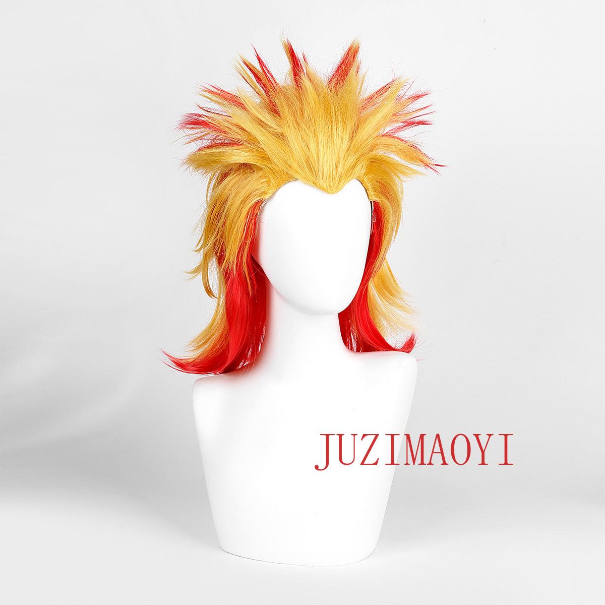 Rengoku Kyoujurou Synthetische Pruik Anime Kyoujurou Rengoku Cosplay Pruik Kimetsu no Yaiba Verloop Makkelijk Te Stijlen Pruiken oranje