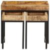 Nesting Tables Set of 3 Rough Solid Mango Wood and Iron