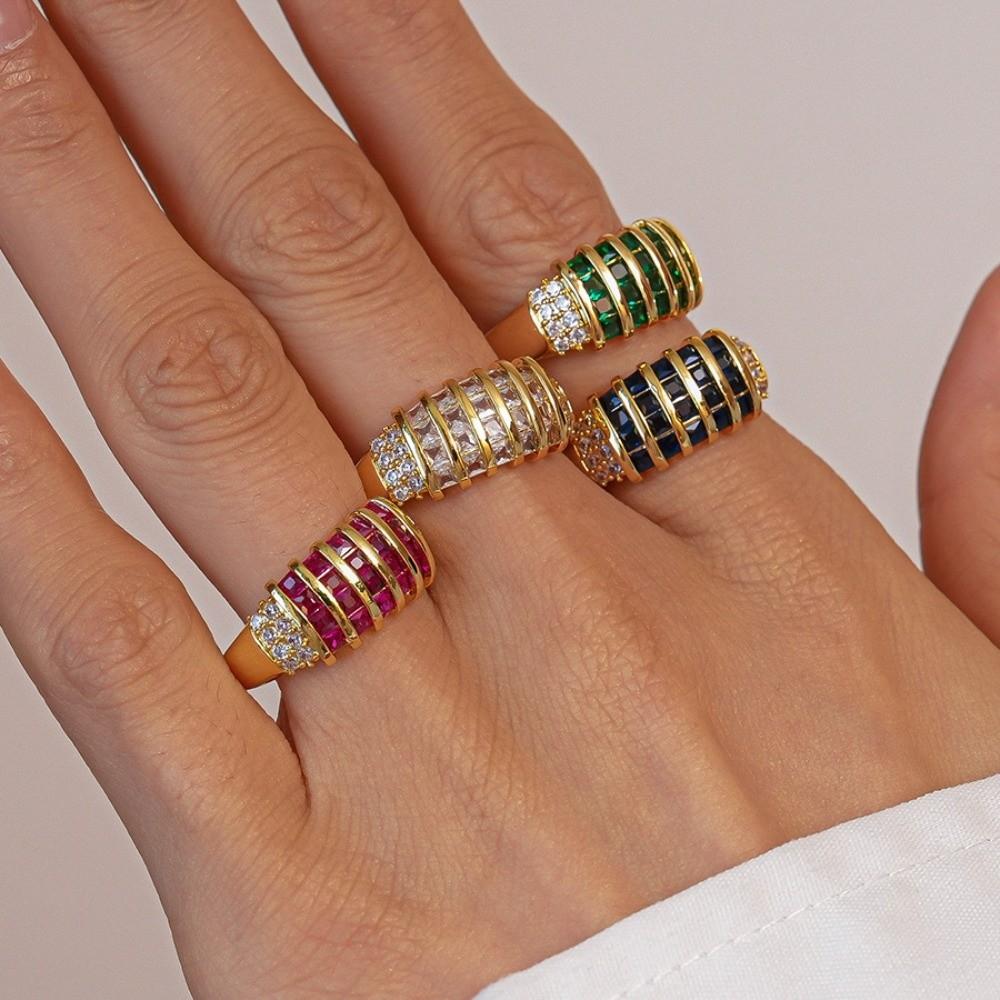 Koreanischer Stil Strassring Schmuckzubehör Klobiger Emaille-Ring Zirkon Öffnungsring Dekoration