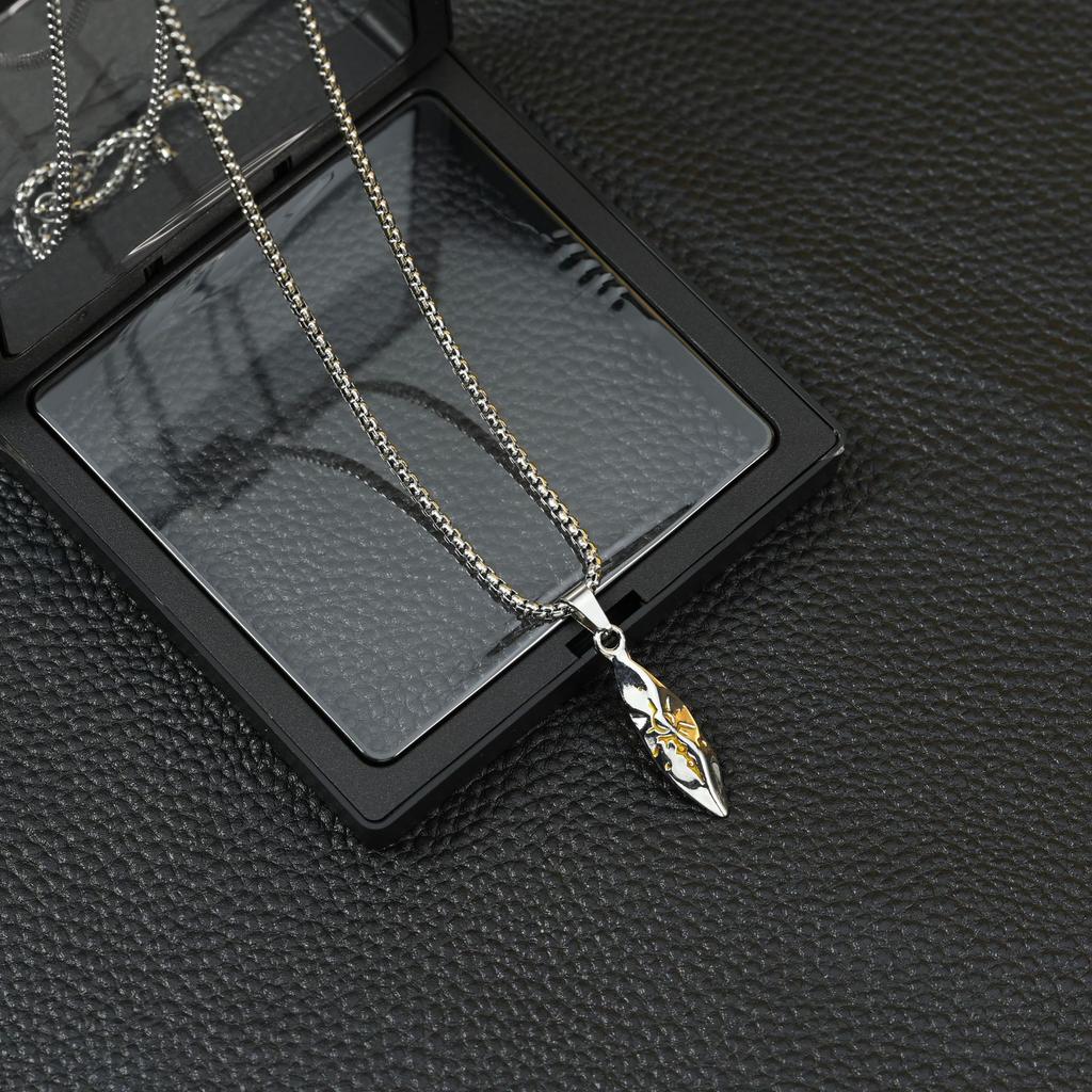 Vintage Wishing Stone Necklace Trendy Men'S Personality Neutral Wind Meteorite Color Matching Pendant Cool Men'S Hip Hop Sweater Chain