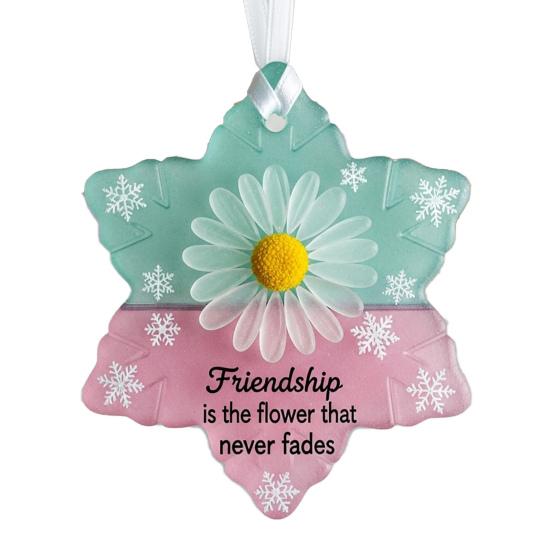 Yousheng Sea Glass Art Friendship Ornament Snowflake/Shell Shaped Christmas Tree Hanging Ornaments Handmade Sea Glass Art Friendship Keepsake for Best