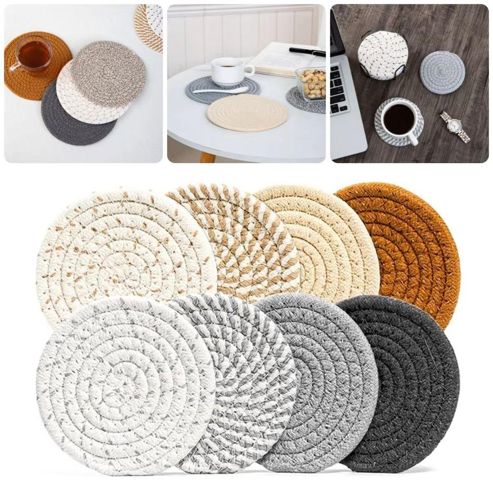 4Pcs Large Table Placemats Set 18-33cm Woven Pot Holders Modern Hot Pads  Home Decor
