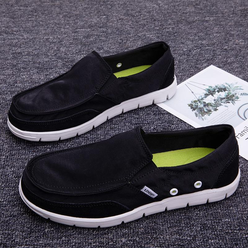 

Unn Новые зонтичные тканевые мужские туфли из парусины Старые пекинские тканевые туфли Мужские ленивые туфли с одной педалью Низкие тканевые туфли 46 чёрный