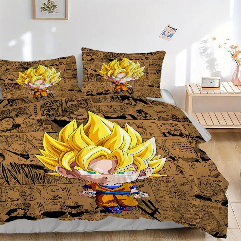 

3pcs Goku, Super Saiyan Cover Set, 1 Cover + 2 Pillowcases (No Insert), Bedding for All Seasons, Bedding,Bedroom Decor yy250922008 135x200cm