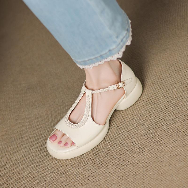 

Новые сандалии на платформе женские летние пляжные сандалии женские повседневные однотонные удобные с мягкой подошвой сандалии размера один педаль 34 бежевый