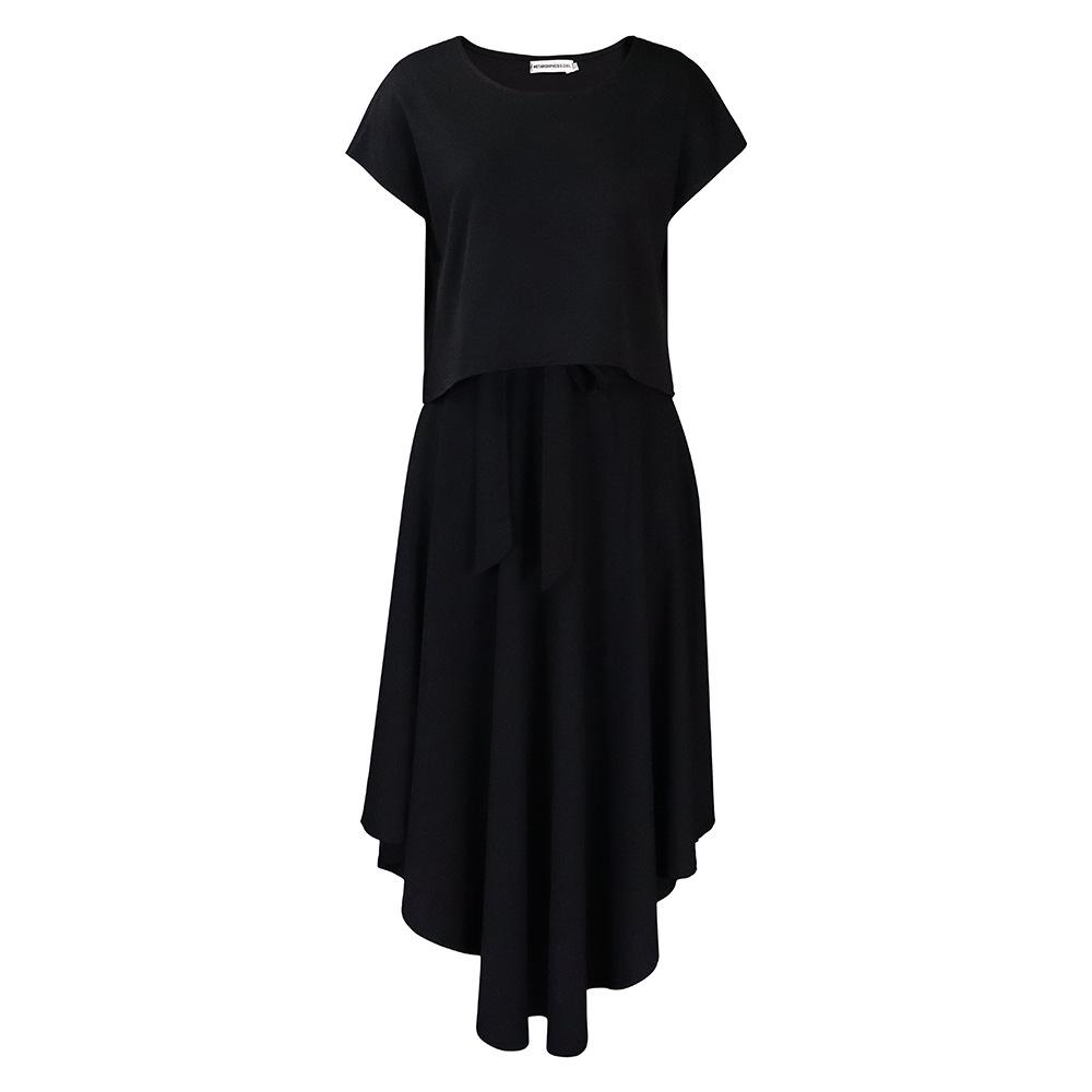 

Женский комплект из двух предметов, однотонный, больших размеров: Стильный топ и расклешенная юбка XXL чёрный