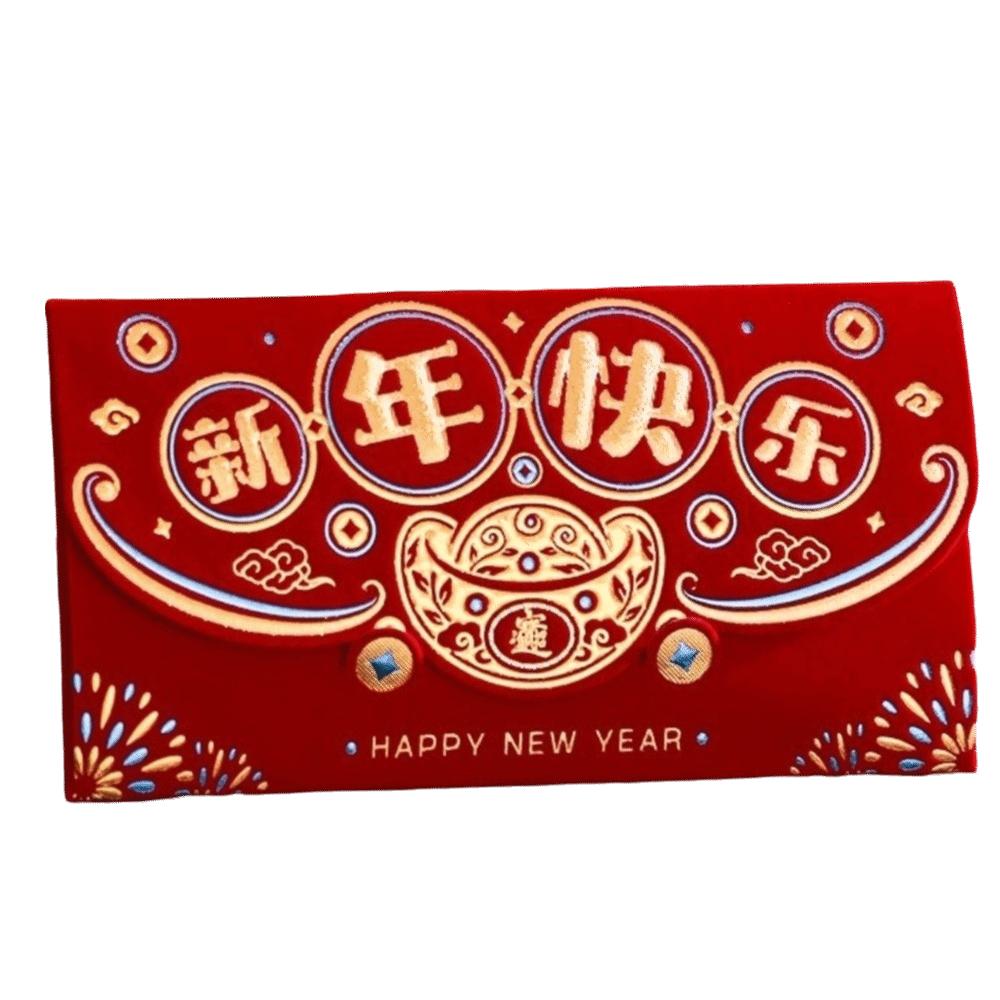 2pcs Blessing Chinese New Year Red Envelopes Flocking Good Lucky Red Packets  Lunar New Year Gifts