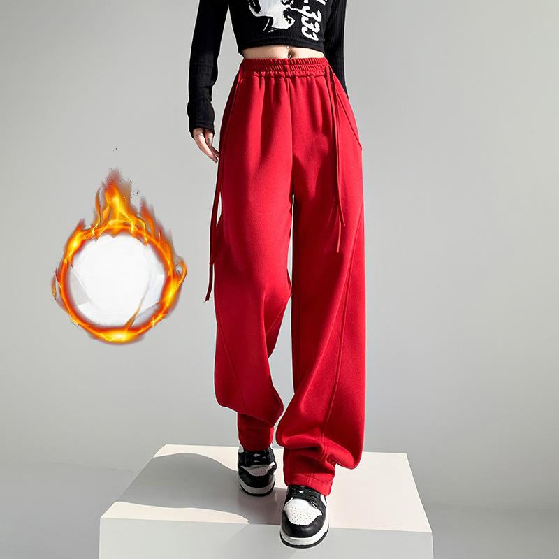 New American Sports Pants In Autumn, Loose Straight Slimming Wide-leg Banana Pants, Versatile High-waist Casual Pants for Women