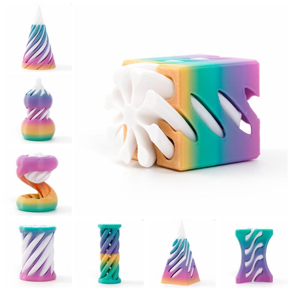 Passthrough Sculpture 3D Printed Spiral Cone Toy Decorative 3D Printed Rotating Pyramid  Halloween