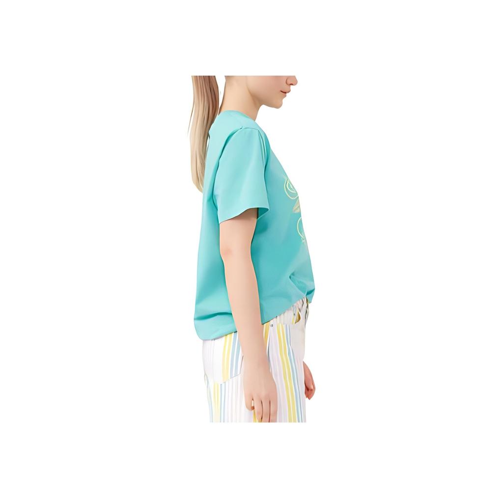 Ganni Ss23 Vacation Shop Series Letter Print Casual Short Sleeve T-Shirt Women tops Light-Blue T3430759