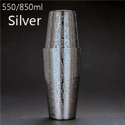 650ml/800ml Boston Cocktail Shaker With Etched Pattern Bar Cocktail Shaker Tin Set Bar Tool