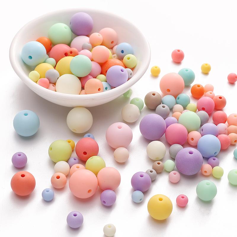 Handmade Beads 6-16mm Acrylic Mixed Colors Mixed Batch Frosted Round Beads Handmade Diy Hand Stringing Beads Jewelry Accessories Material Package