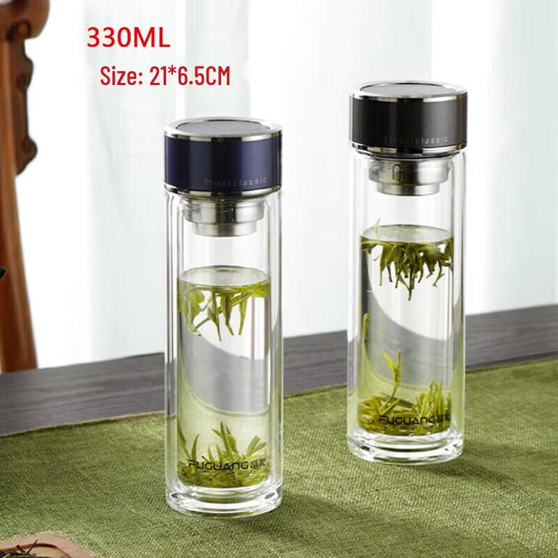 FUGUANG G2213 Double-Layer Glass Tea Car Cup
