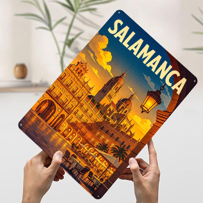 

Salamanca Cityscape Travel Tinplate Poster Customized Wall Art Vintage Retro Metal Signs for Decoration At Home Decor Items Room 7.9x11.8In(20x30cm)