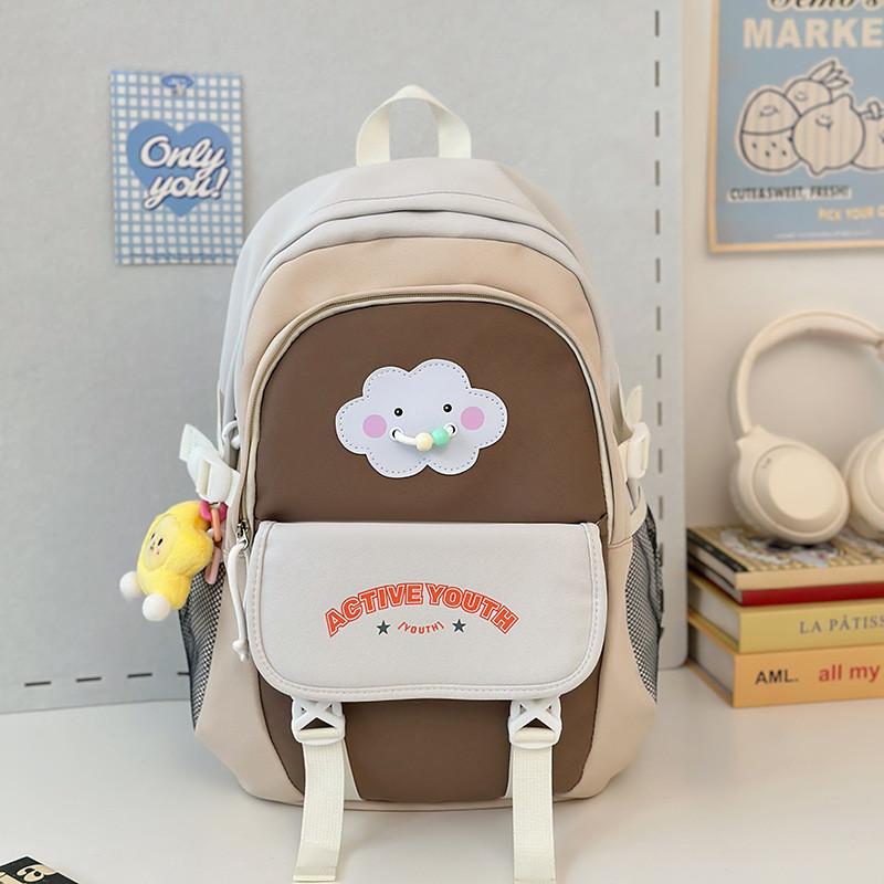 Nylon Letter Backpack For Girls With Reducing Burden And 14in Laptop Storage For Daily Use