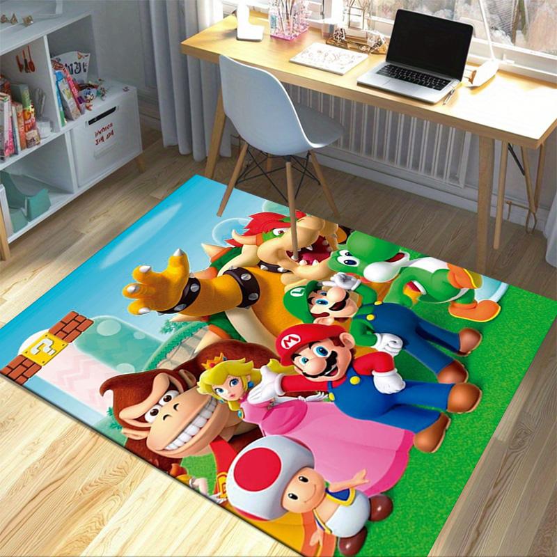 Tappeto Avventura Super Mario Bros per Stanza dei Giochi Camera da Letto Soggiorno Divano Decorazione Casa Tappeto Area Giochi Bambini Tappetino Antiscivolo