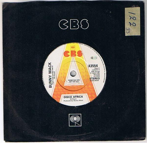 

7inch Record BUNNY MACK - Disco Africa A3554PROMO CBS 1983 UK Soul/Funk Used