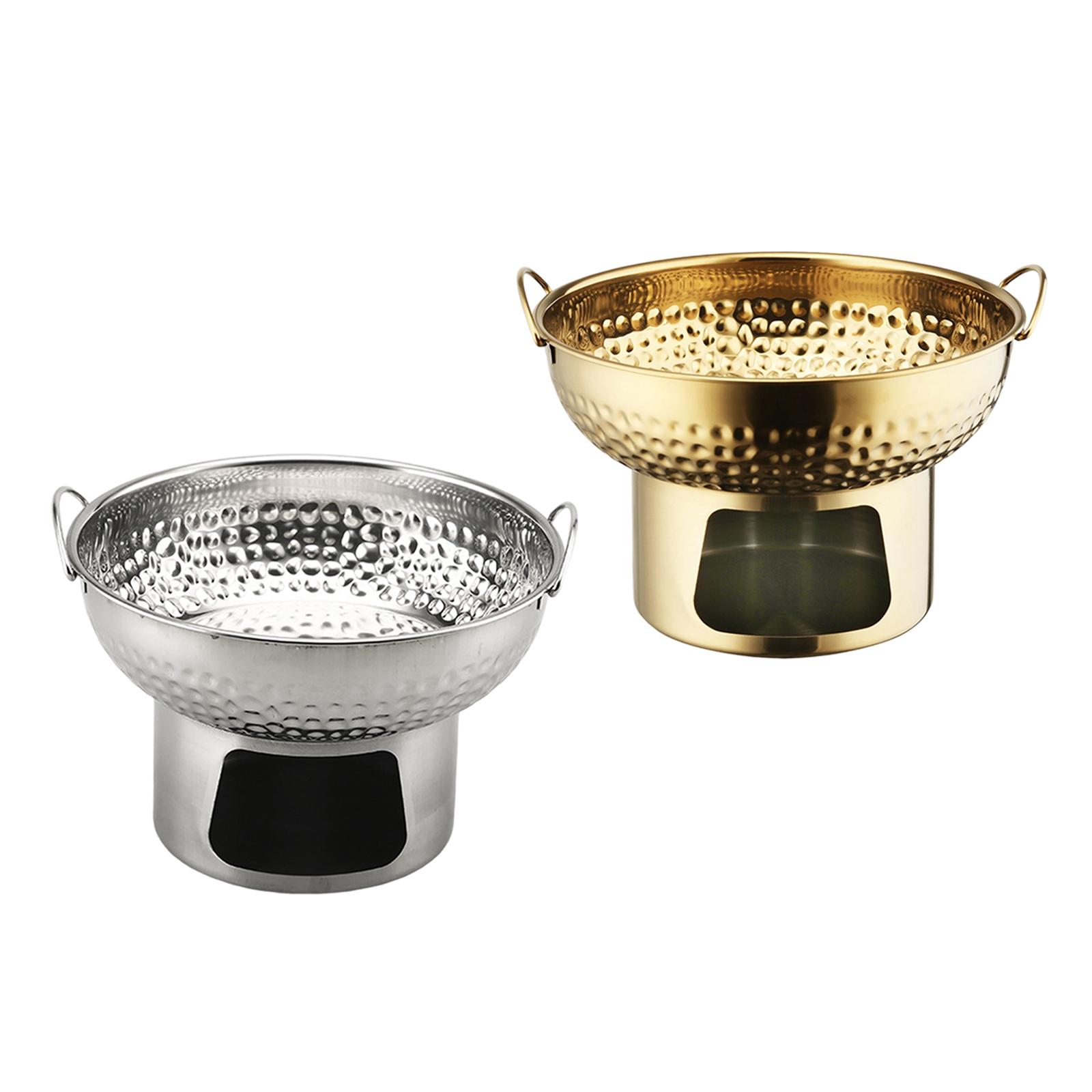 

18cm Mini Stainless Hot Pot Container for Beef Brisket, Versatile with Ring Handles Hammered Texture Golden