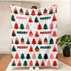 Merry Christmas Blanket Christmas Tree Gingerbread Man Red Flannel Blanket for New Year Christmas Gift for Family Nana Mon Dad