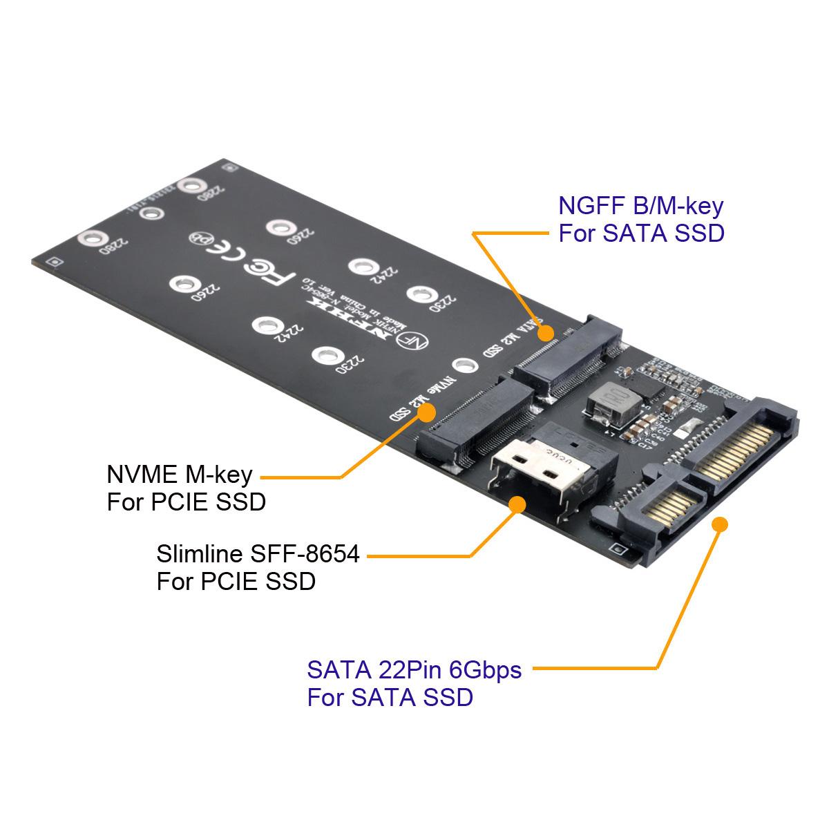 

SF-016 SATA Adapter SFF-8654 to U2 Kit NGFF M-Key to Slimline SAS NVME PCIe SSD SATA Adapter for Mainboard As Shown A