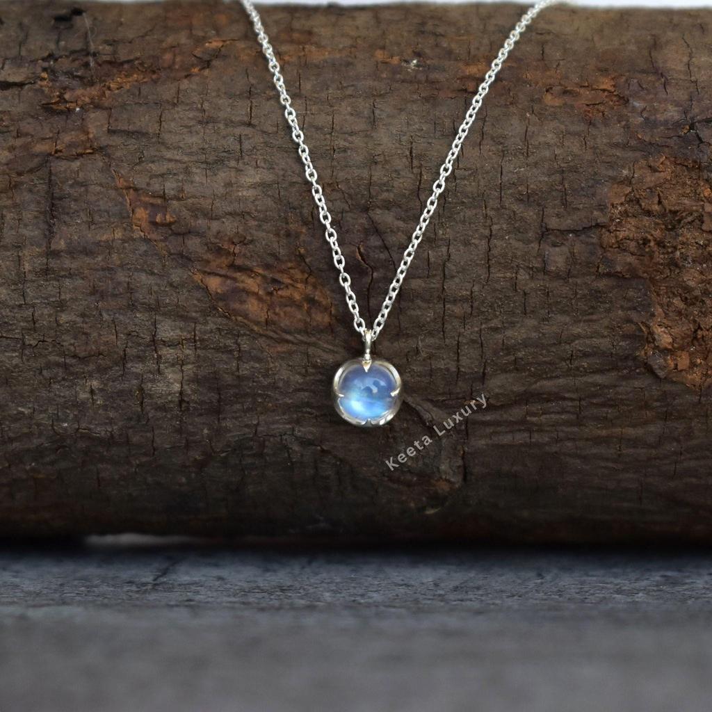Natural Moonstone Necklace, Dainty Moonstone Handmade Jewelry , June Birthstone Celestial Necklace for Women, Bridesmaid Necklace,
