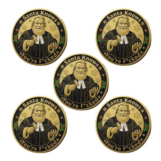 1/2/3/4/5Pcs Souvenir Coins Metal Christmas Gift Coins Christmas Decorative Keepsakes Coins Festive Atmosphere Enhancer