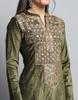 MONTE CARLO Womens Self Design Green Round Neck Full Sleeve Kurti Set