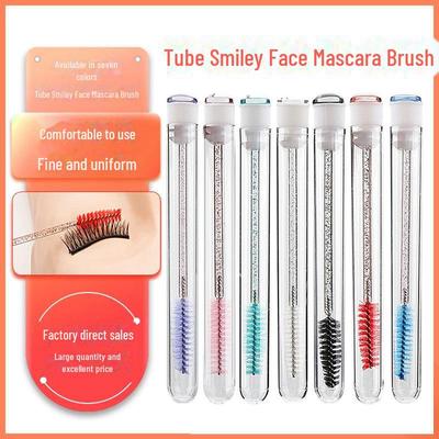 Brosse à cils Smiley Face - Peigne à tige en cristal jetable et outil de beauté à recourber portable
