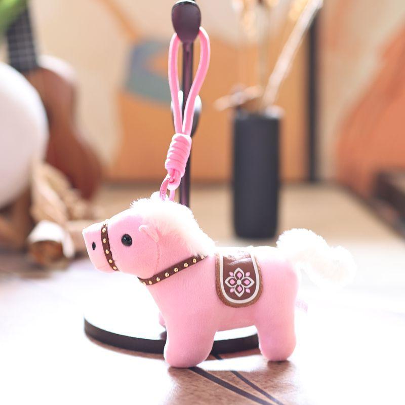 1Pcs Cartoon Horses Small Doll Plush Pendant Stuffed Animal Horse Key Ring Backpack Ornaments Hanging Decor