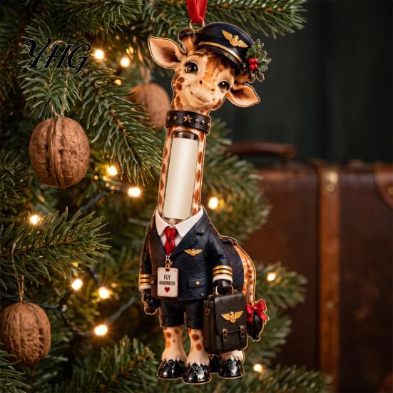 Ceremonial Money Gift Holders Giraffe Christmas Holder Ornament, Acrylic Cash Clip Hanging Decor for Unique Tree Bag Car, Cute Career Figurine,