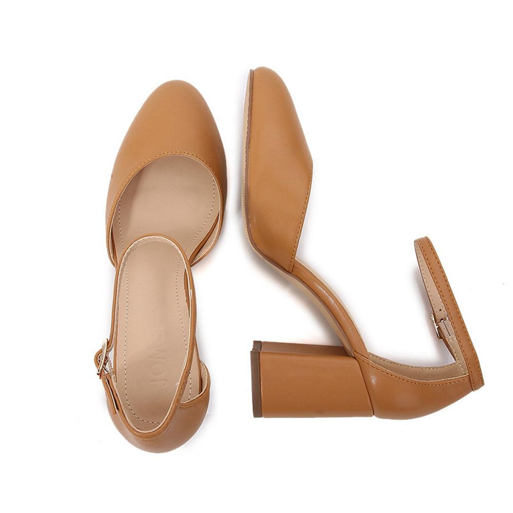 Classic Nude Elegant Trendy Office Lady Party Shoes Red Round Toe Women 'S Summer Sandals Square High Heeled