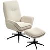 Drehbarer Polster-Sessel mit Hocker, Moderner Relaxsessel für Wohnzimmer, Schlafzimmer, Heimbüro, Beige