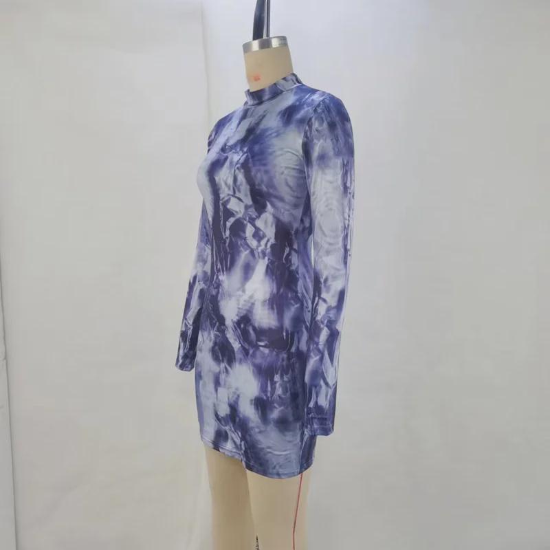 2024 Autumn/Winter Fashion: European & American Women's Slim Fit Long Sleeve Round Neck Dress with Print Design