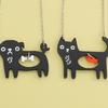 Unique and Expressive Pet Lover Necklace Highlighting Black Puss Fish Dog Bone Detail Alloy Fashionable Neck Chain