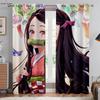 Hot-Blooded Anime Cartoon Style Print Print Window Curtains Black Silk Light Blocking Window Curtains Bedroom Space Living Space Study Kitchen